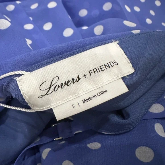 Lovers + Friends Riya Maxi Dress Sz S Polka Dot Asymmetric Ruffle